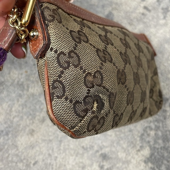 GUCCI Sherry Line GG Canvas Pouch Purple Orange Wristlet Purse Charm - Picture 6 of 17